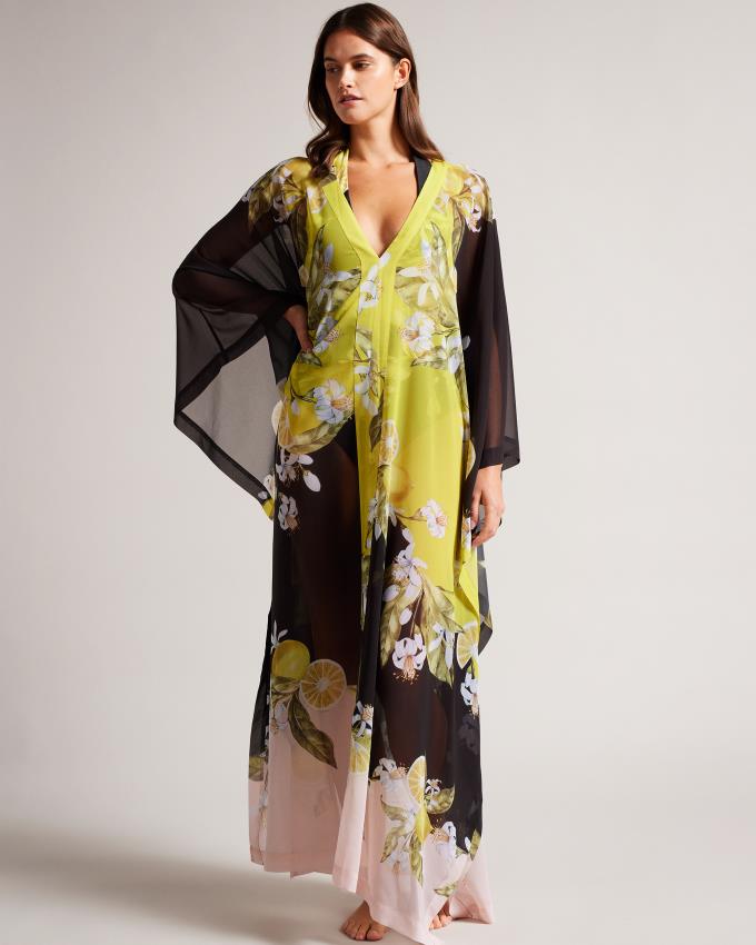 Peignoir Ted Baker Lemon Print Maxi Cover Up Noir Femme | SOB-74849696